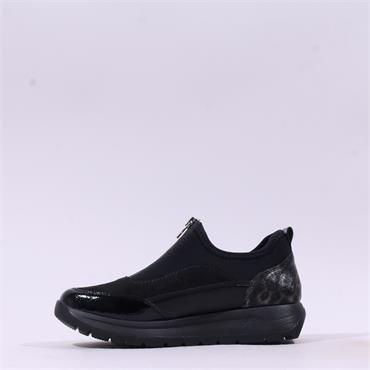 Remonte Platform Front Zip Shoe - Black Leopard